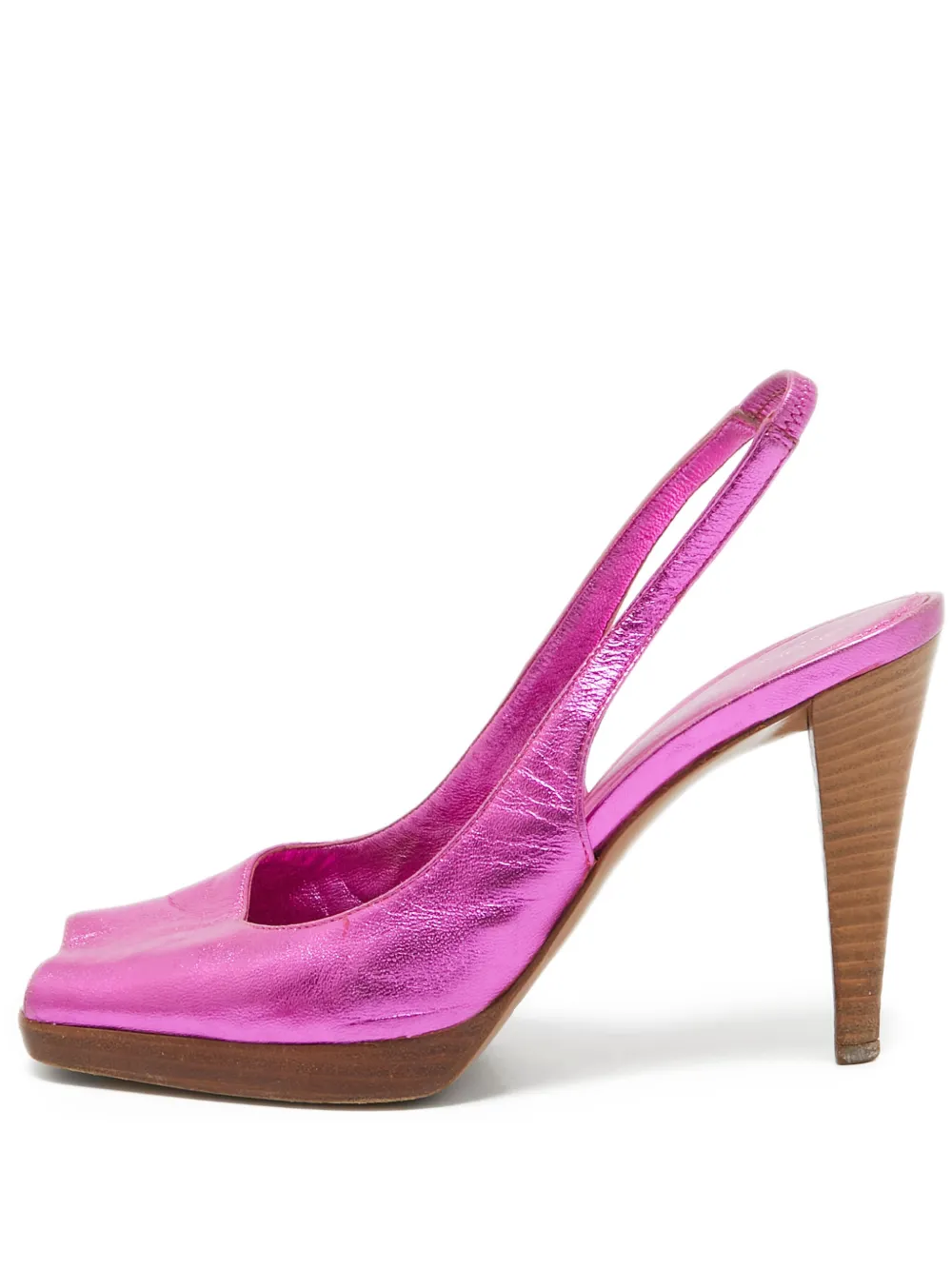 100mm patent-leather slingback pumps