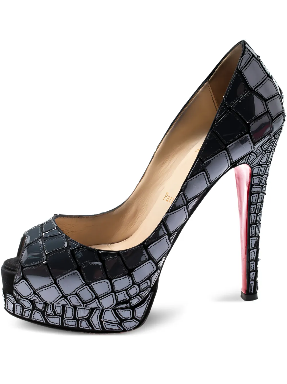 Christian Louboutin Pre-Owned 130 mm pumps met krokodillen-reliëf - Grijs