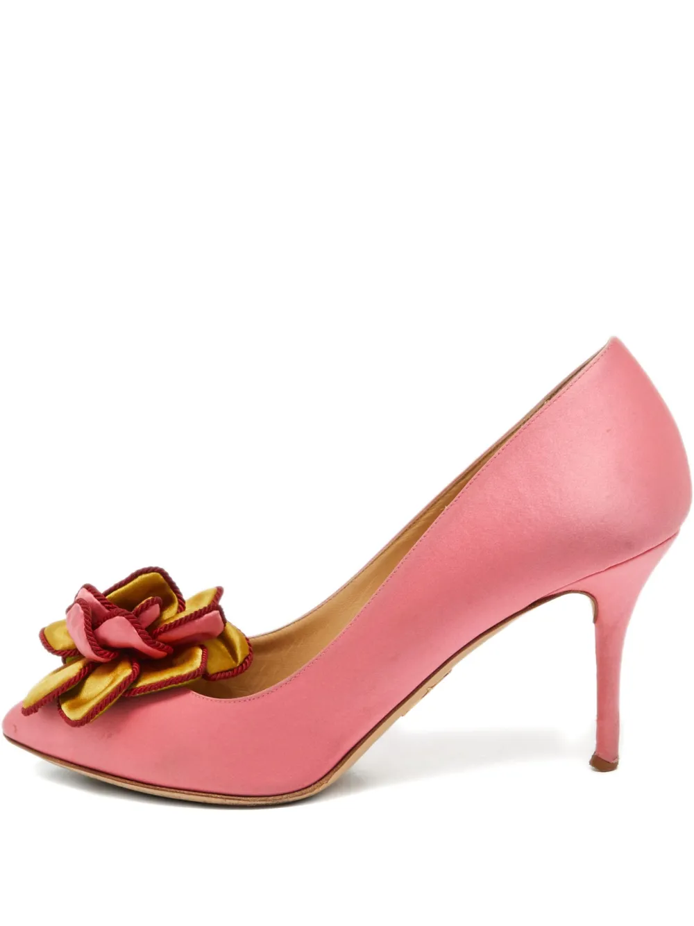 Charlotte Olympia 85mm flower-embellished heeled pumps | Pink | Image 1
