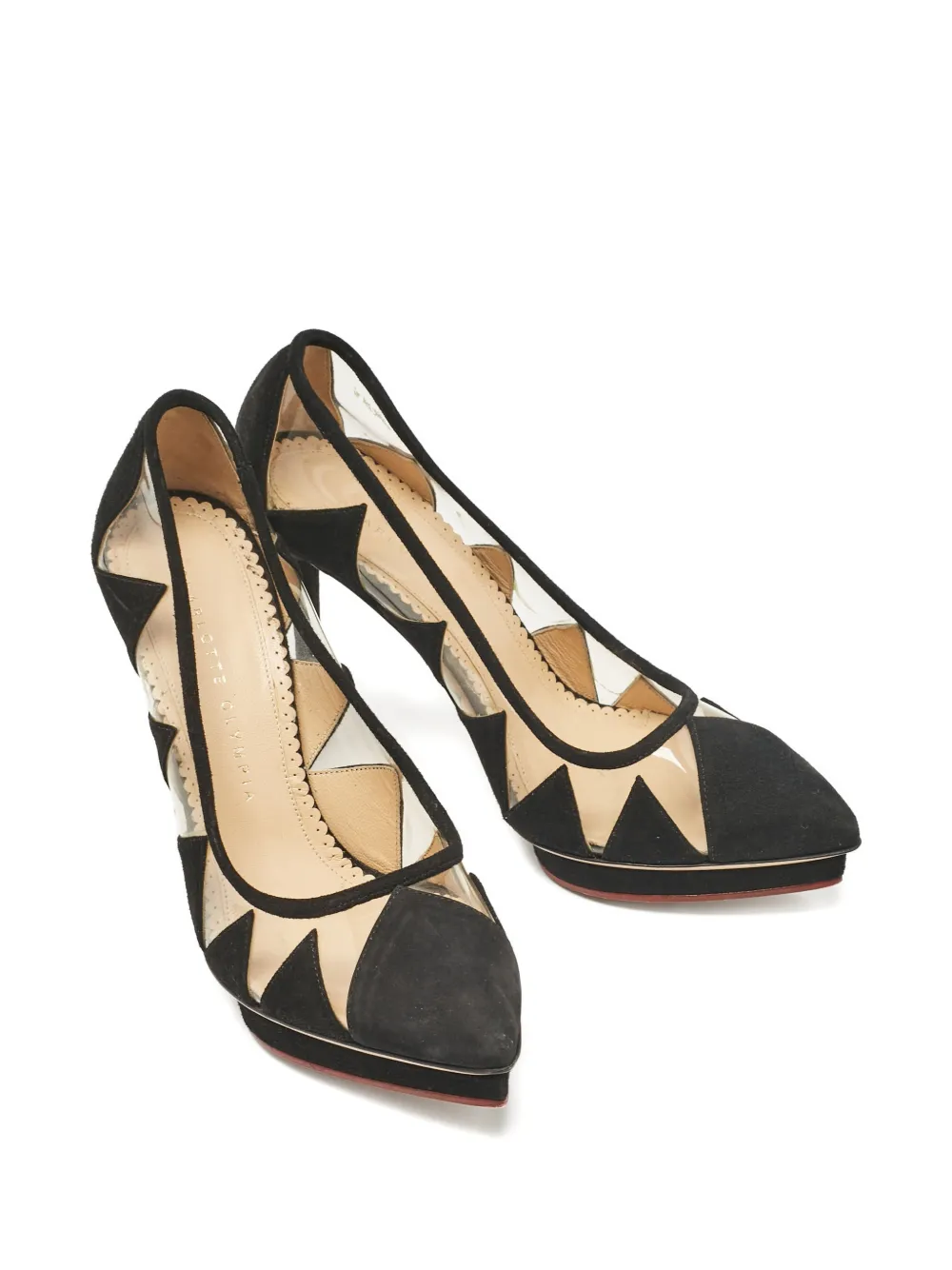 Charlotte Olympia suede platform heel pumps - Zwart