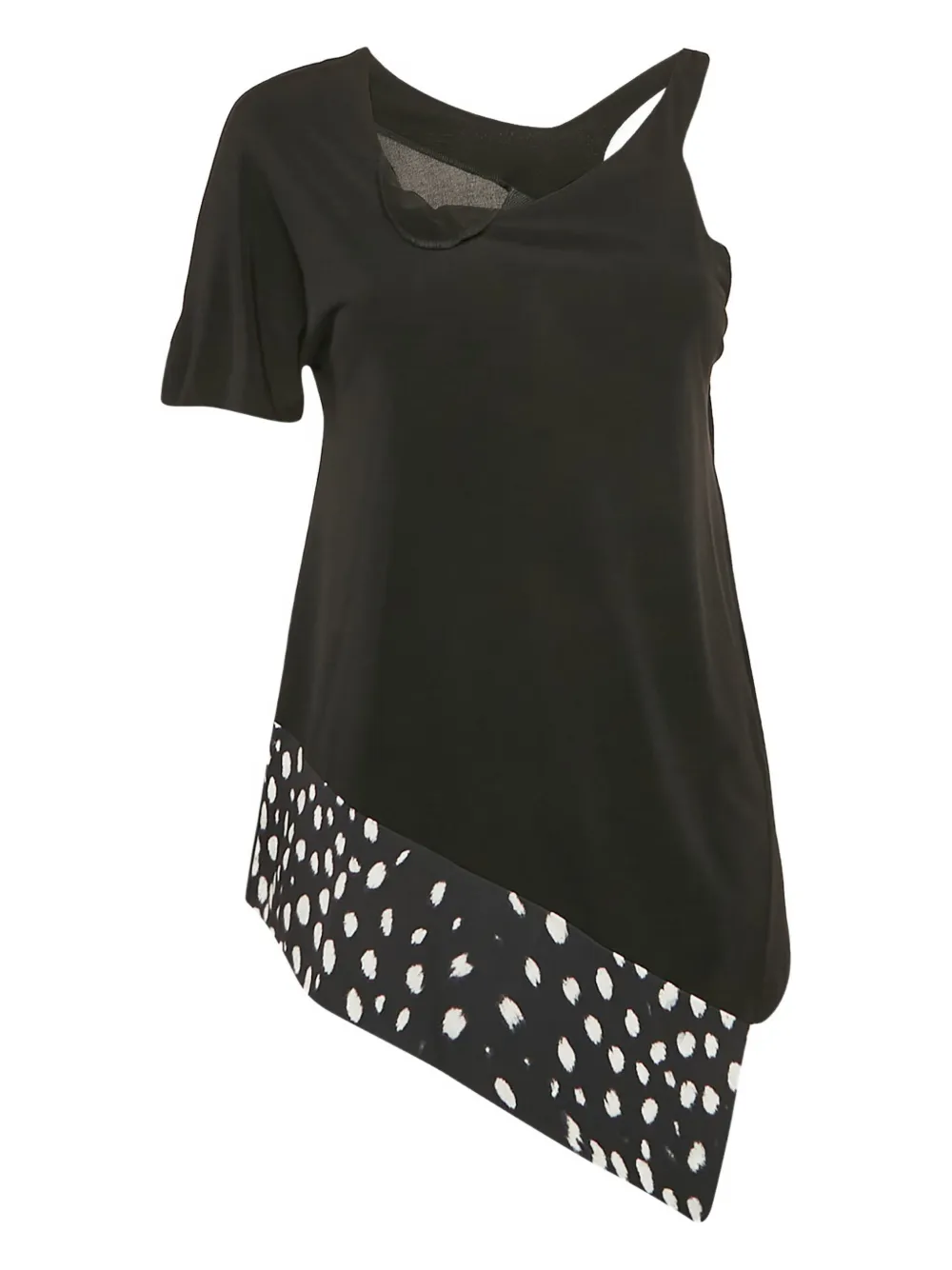 Just Cavalli Vintage pre-owned dot-print asymmetric top - ブラック Just Cavalli Vintage pre-owned dot-print asymmetric top - ブラック