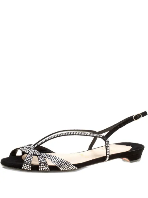 Christian Louboutin Pre-Owned crystal-embellished slingback flat sandals