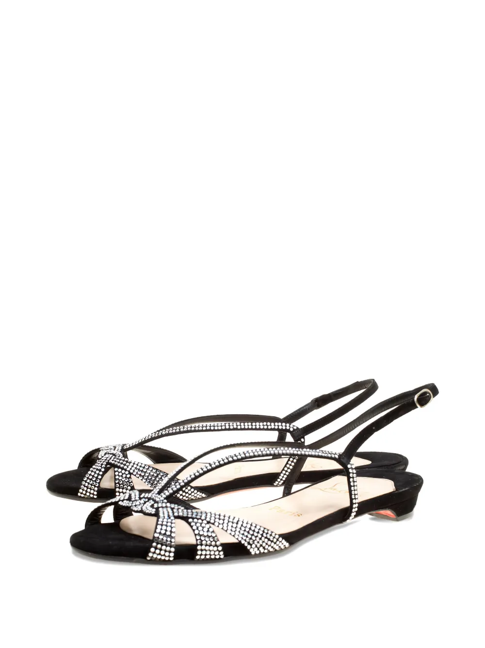 Christian Louboutin Pre-Owned Stiletto sandalen verfraaid met kristallen - Zwart