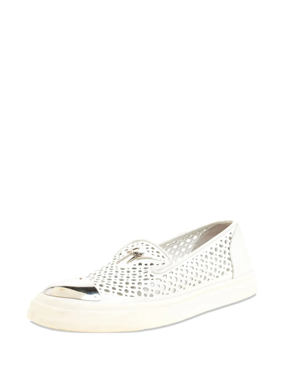 Giuseppe Zanotti Vintage Geperforeerde slip-on sneakers met metalen neus - Wit