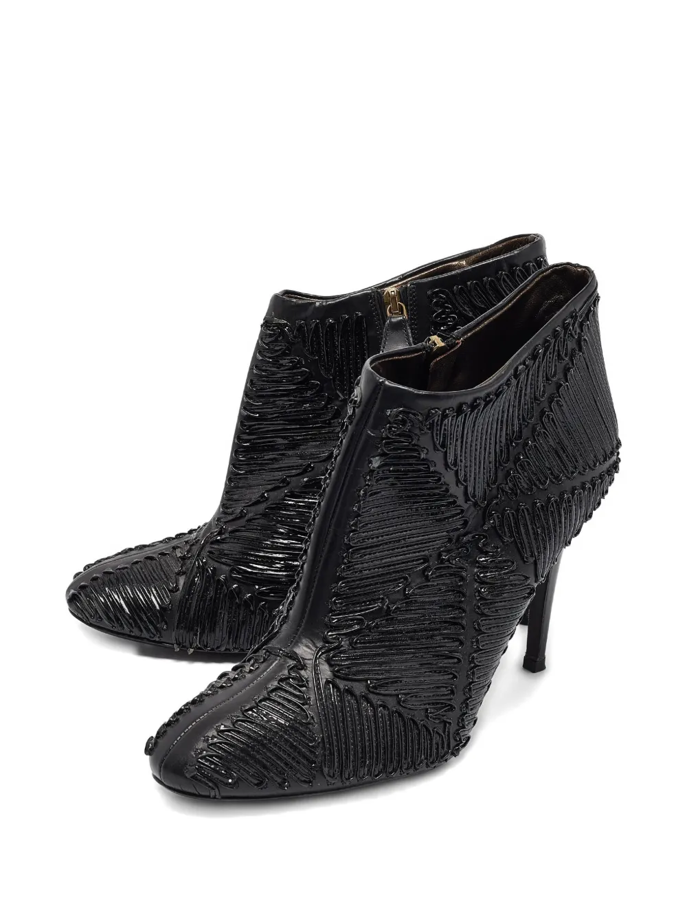 Roberto Cavalli Vintage 100 mm leren laarzen met textuur - Zwart