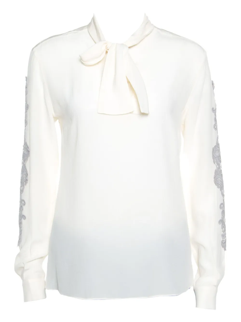 Pre-owned Dolce & Gabbana Bow-detail Lace Blouse In Neutral