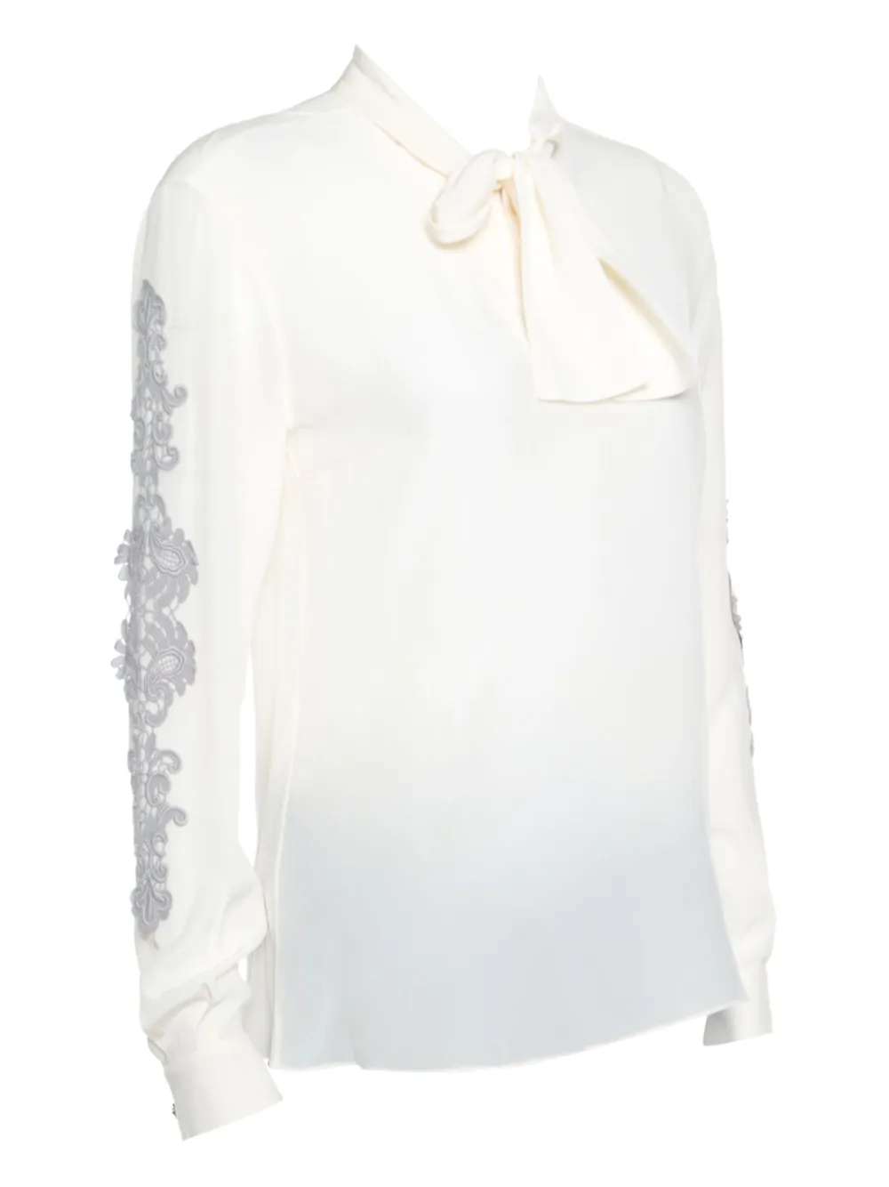 Pre-owned Dolce & Gabbana Bow-detail Lace Blouse In Neutral