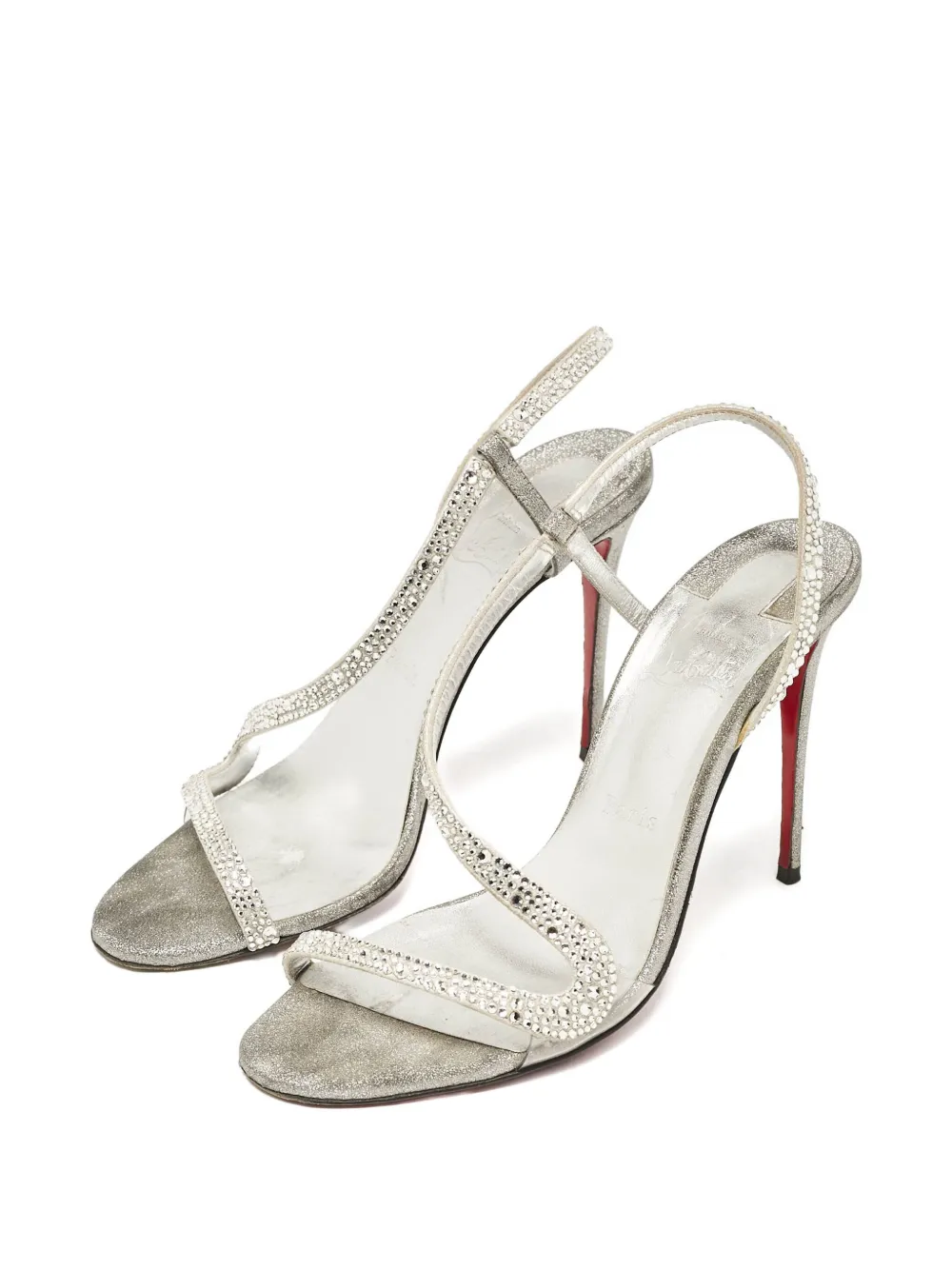 Christian Louboutin Pre-Owned Sandalen verfraaid met kristallen - Grijs