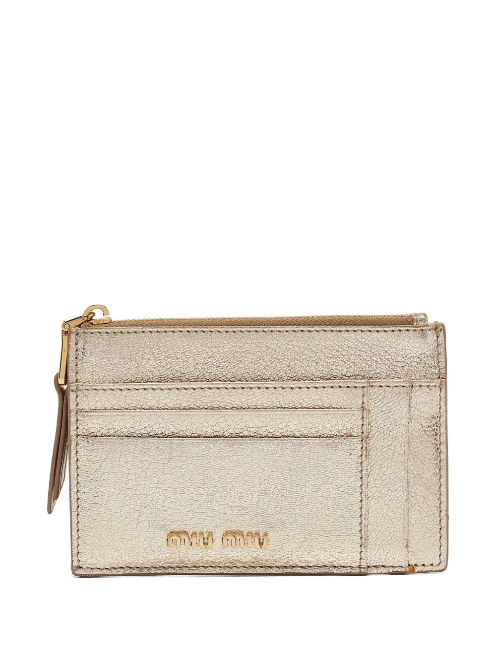 Miu Miu Pre-Owned 2024 Madras cardholder - ゴールドトーン Miu Miu Pre-Owned 2024 Madras cardholder - ゴールドトーン
