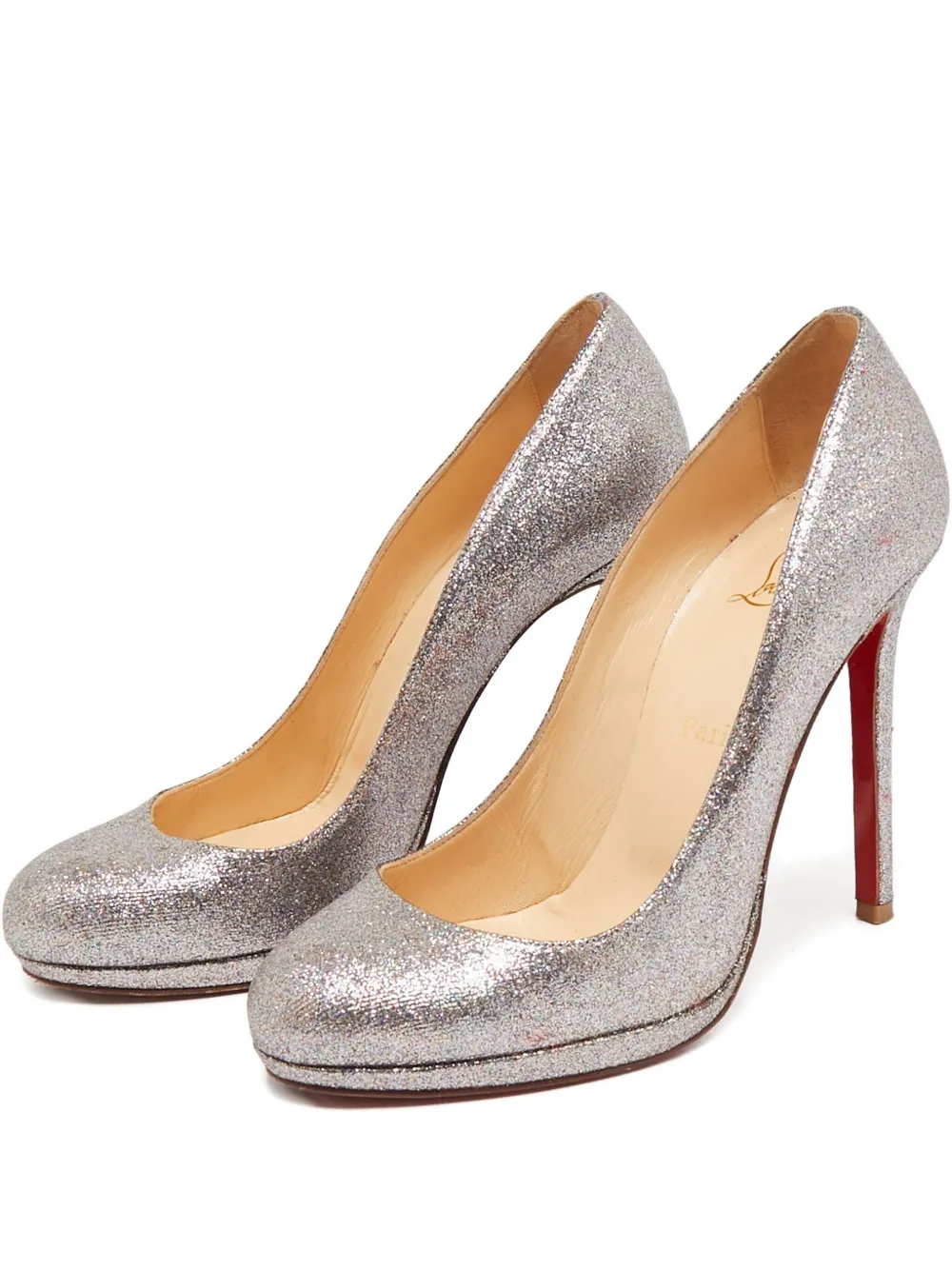 Christian Louboutin Pre-Owned 115mm glitter-embellished pumps - グレー Christian Louboutin Pre-Owned 115mm glitter-embellished pumps - グレー