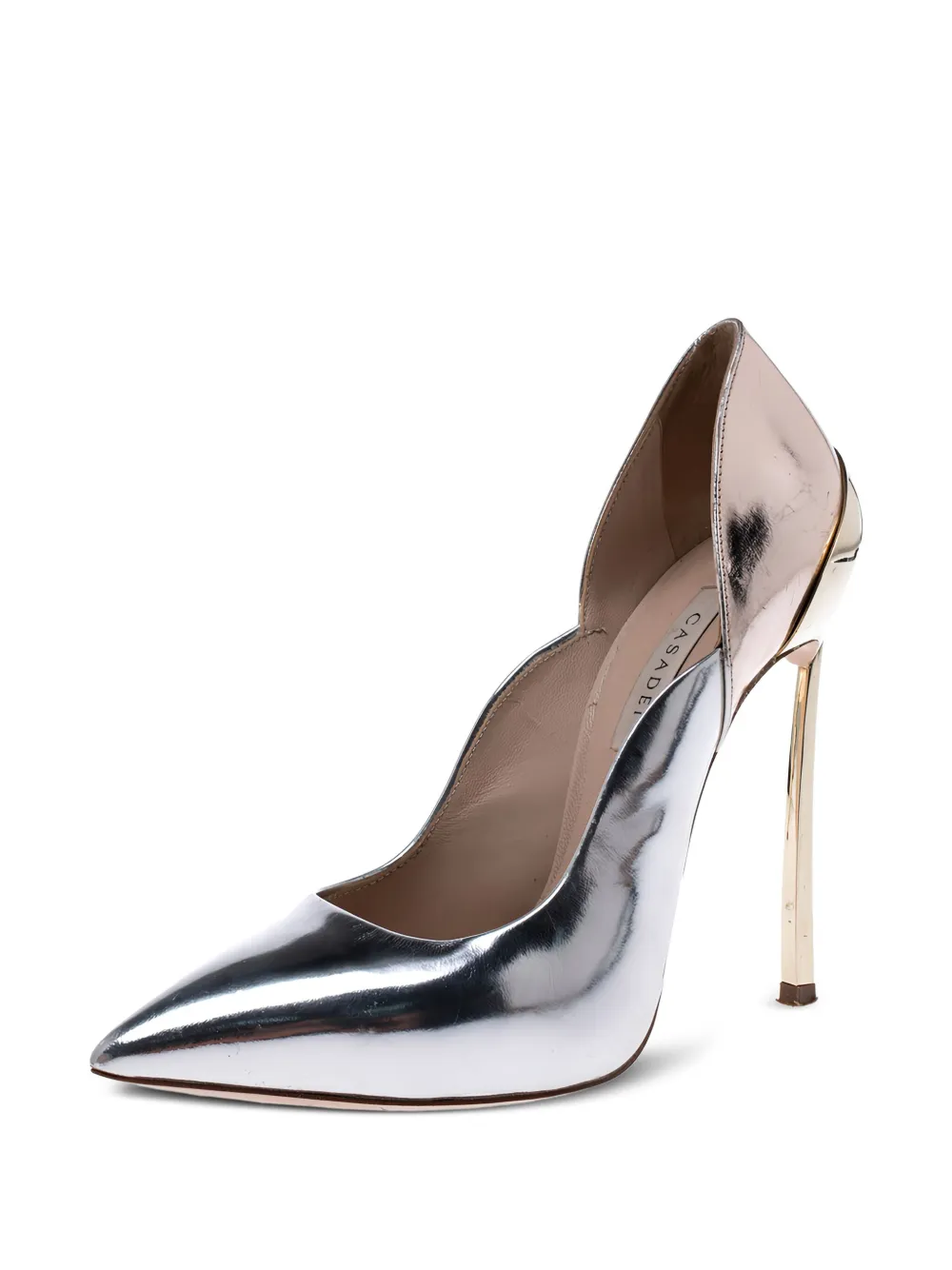 Casadei Vintage 110 mm metallic leren pumps - Grijs