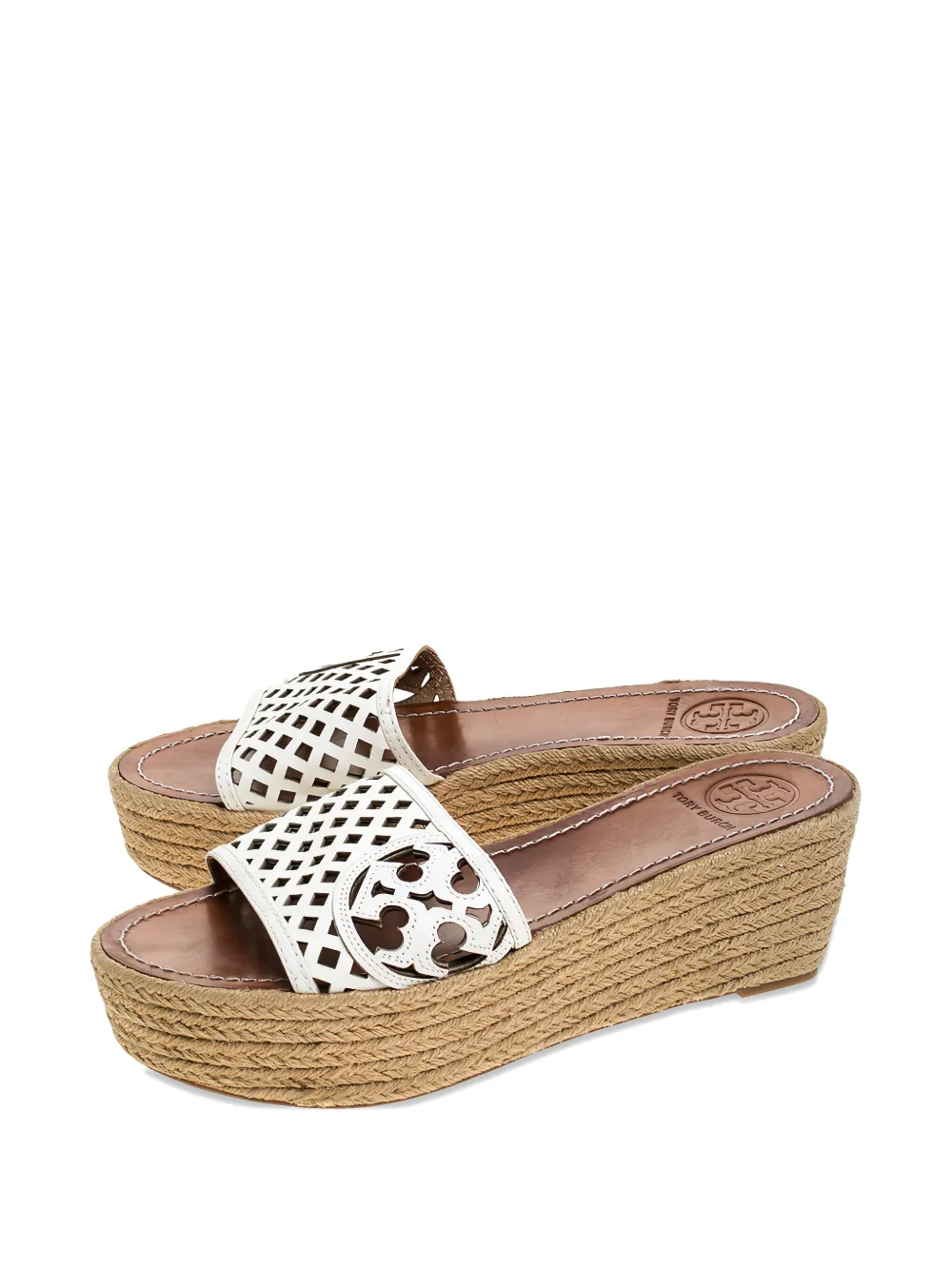 Tory Burch 65 mm leren sandalen met sleehak - Wit
