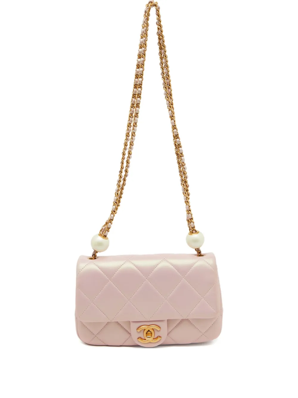 CHANEL Pre-Owned Matelassé pearl-embellished shoulder bag - ピンク CHANEL Pre-Owned Matelassé pearl-embellished shoulder bag - ピンク
