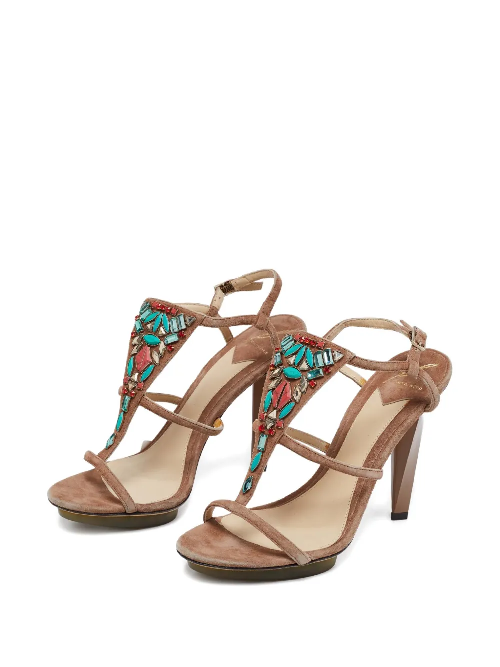 Brian Atwood Verfraaide suède sandalen - Bruin