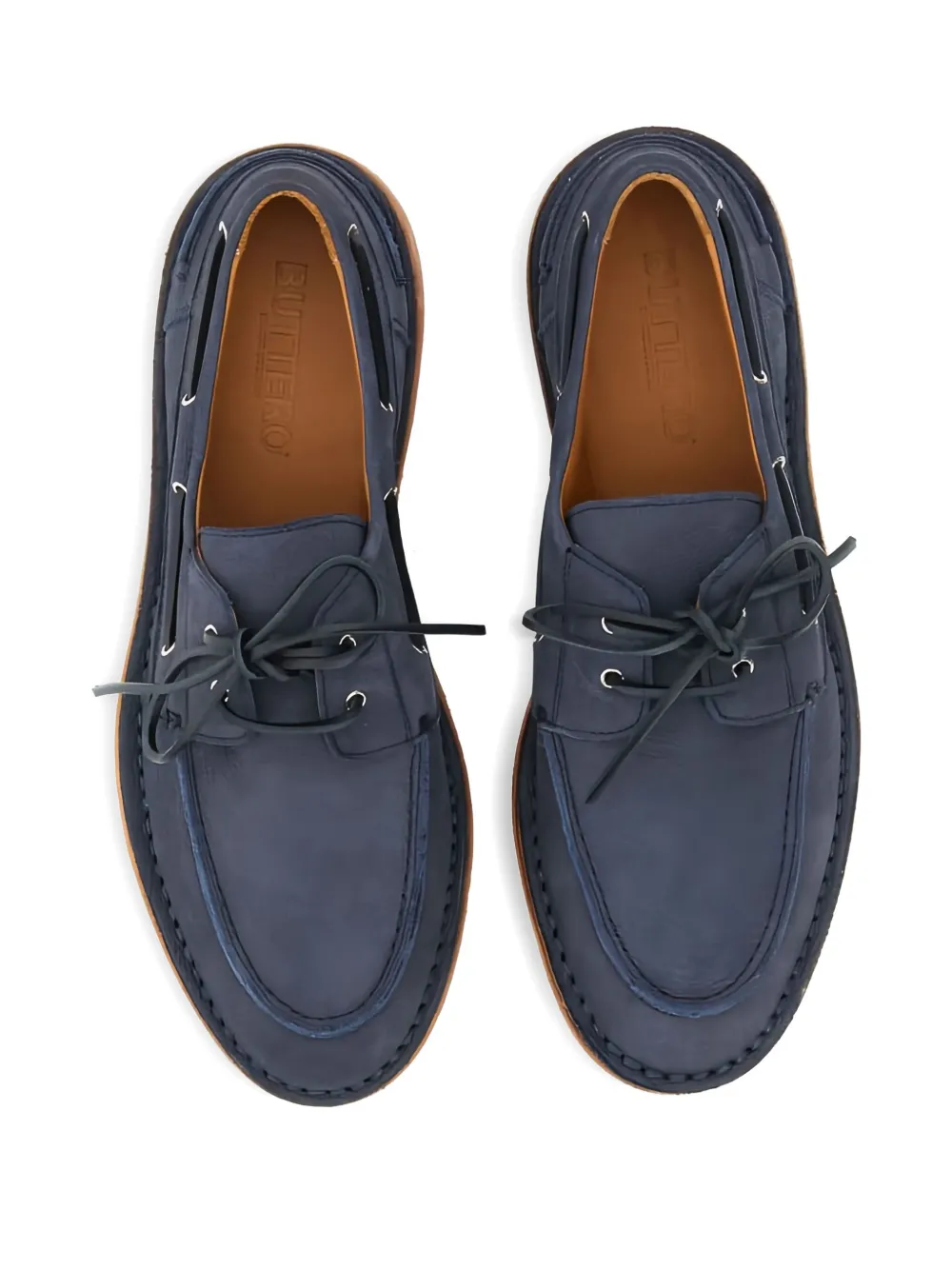 Buttero leather lace-up boat shoes Blue