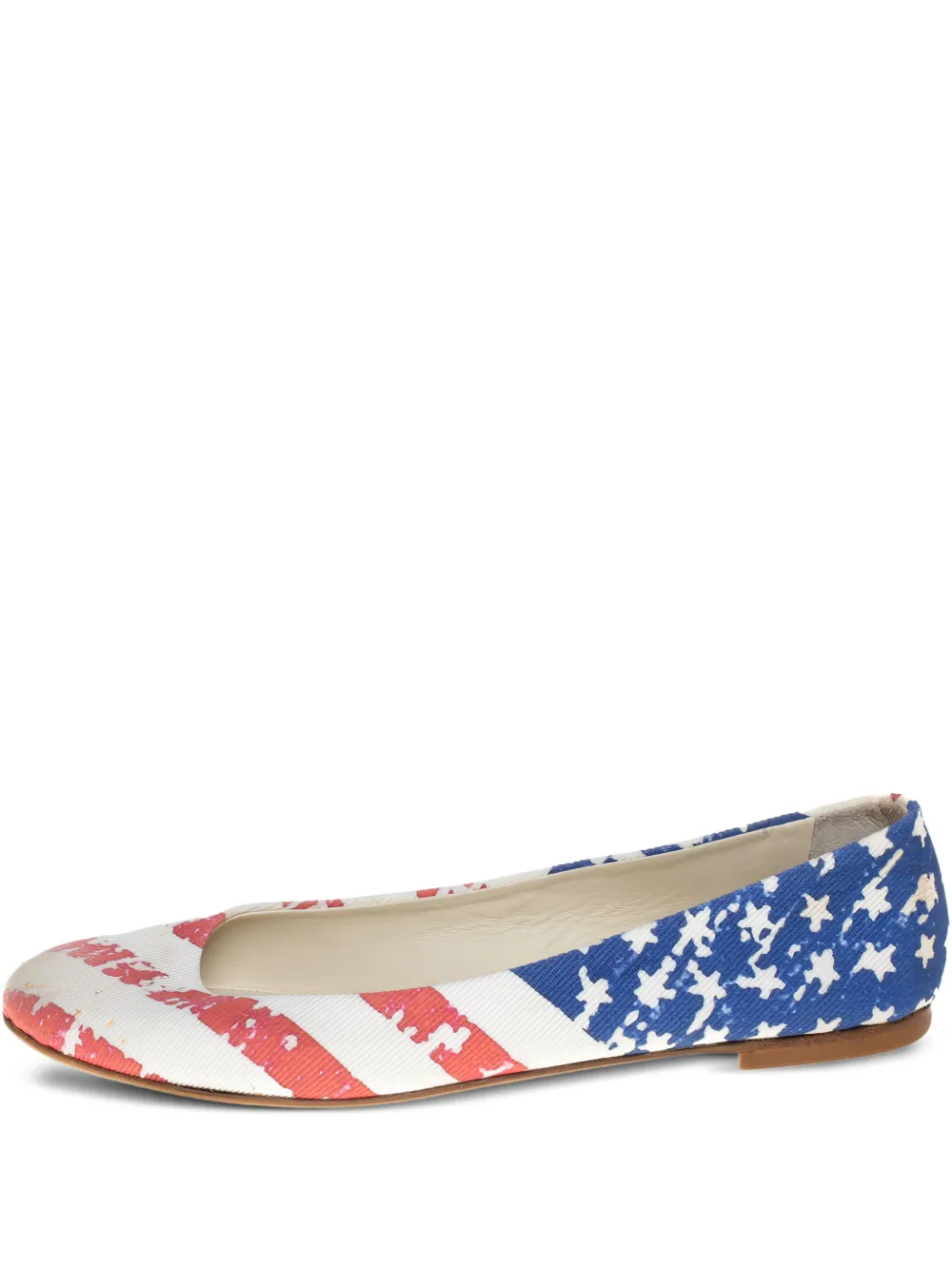 flag-print ballet flats