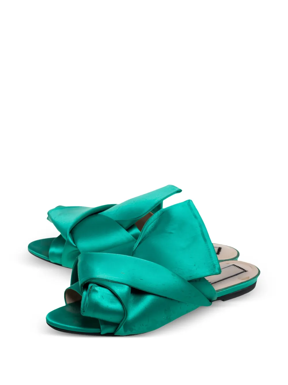 Nº21 Pre-owned satijnen sandalen met geknoopt detail - Groen