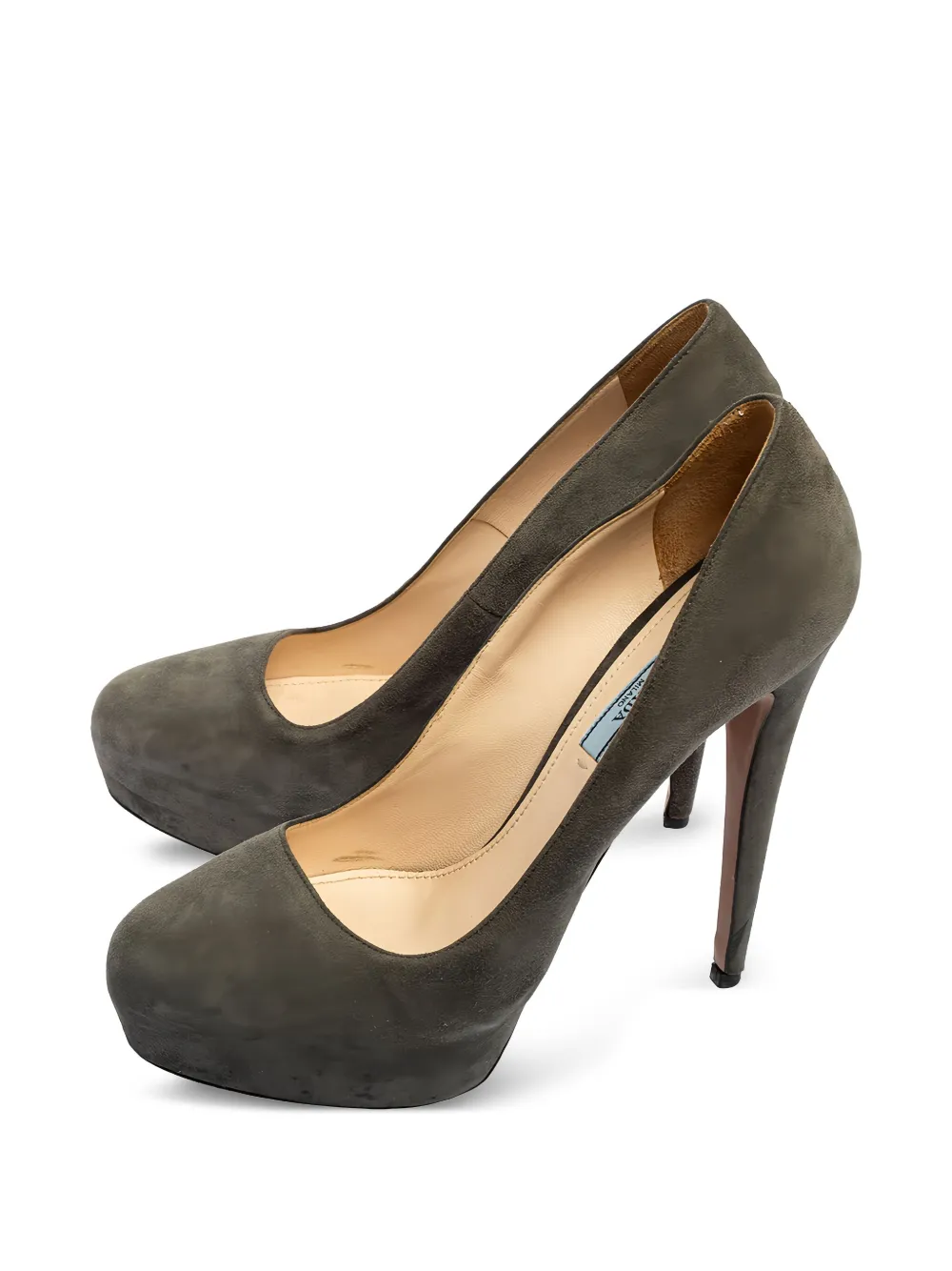 Prada Pre-Owned 120 mm suède pumps met plateauzool Grijs