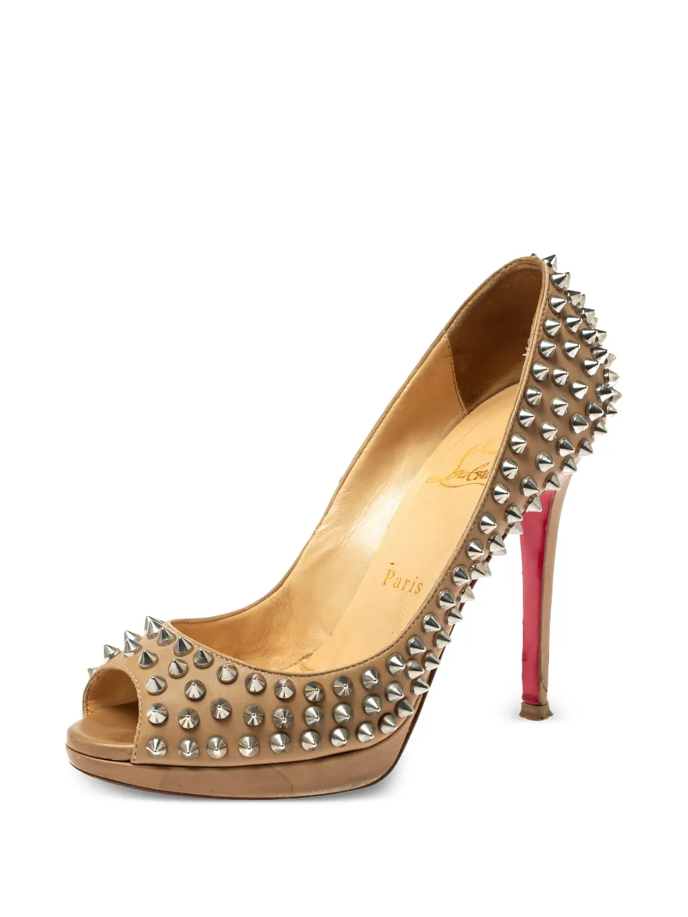Christian Louboutin Pre-Owned 115 mm sandalen met studs - Beige