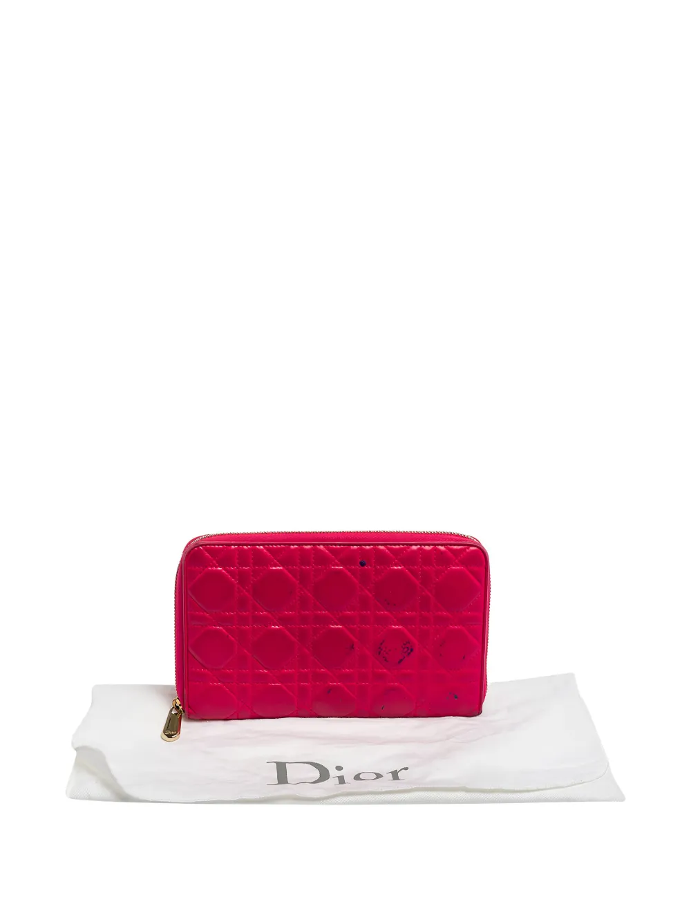 Dior Pre-owned Cannage Leather Zip Wallet in Pink, view 5