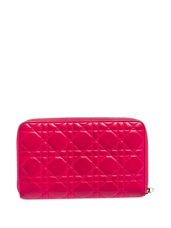 Christian Dior Pre-Owned Cannage Leather Zip Wallet | Pink | FARFETCH