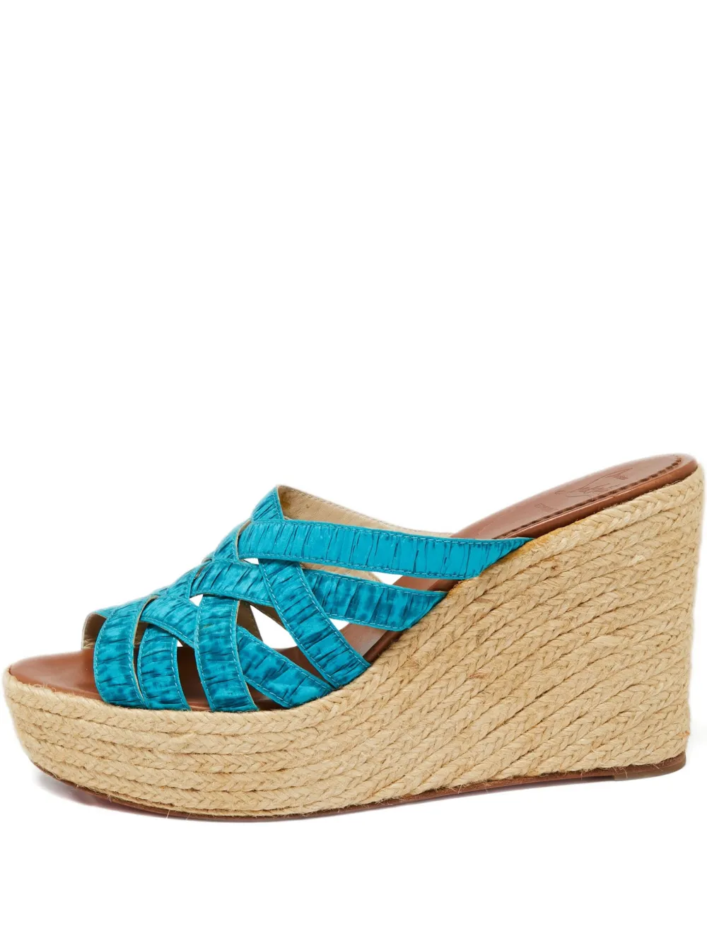 Pre-owned Christian Louboutin 110mm Espadrille Wedge Sandals