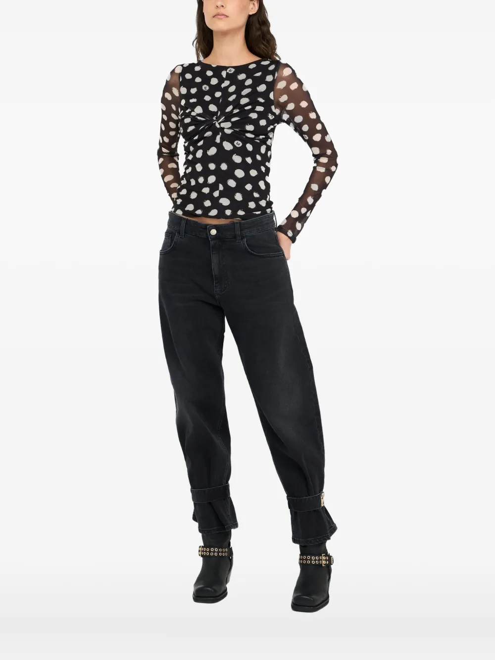 LIU JO polka-dot print T-shirt | Black | Image 1
