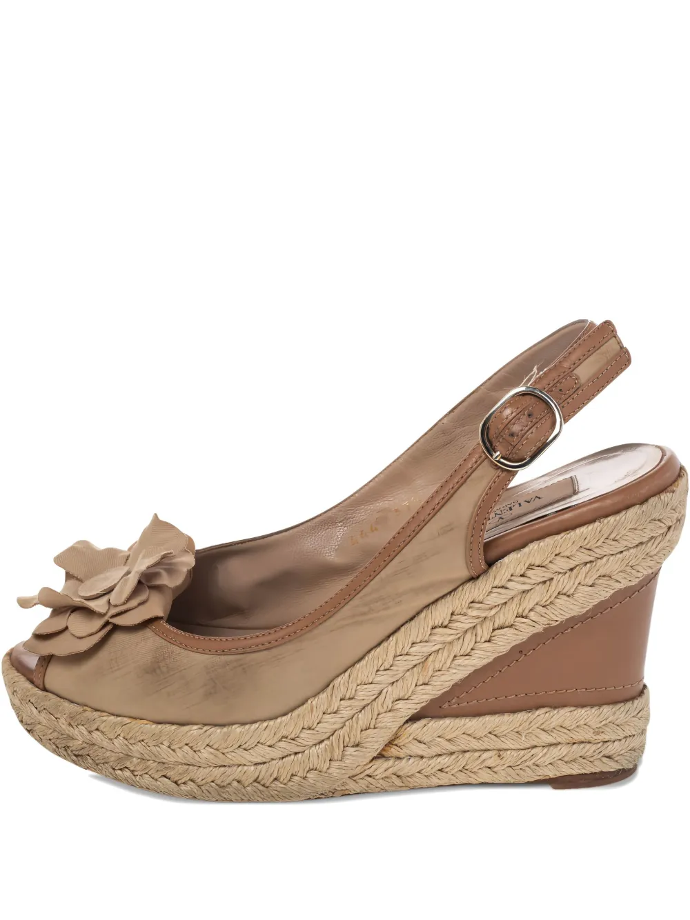 Valentino Garavani Pre-Owned 105mm floral-appliqué espadrilles - Toni neutri