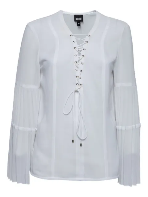 Just Cavalli Vintage pleated lace-up blouse