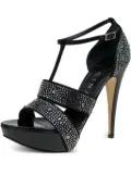 Gina pre-owned 135mm rhinestoned sandals - Black