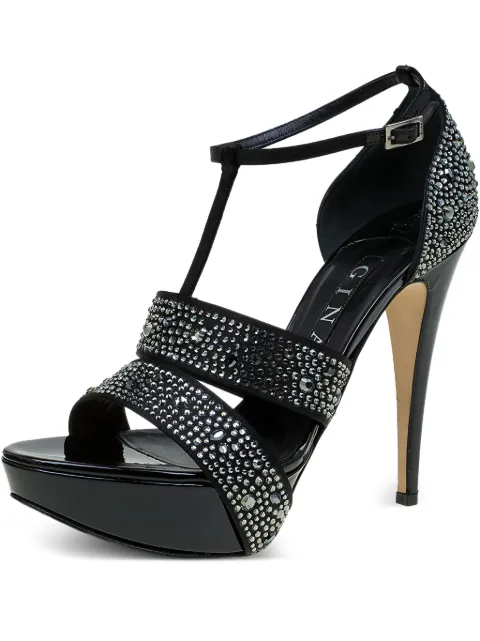Gina pre-owned 135mm rhinestoned sandals