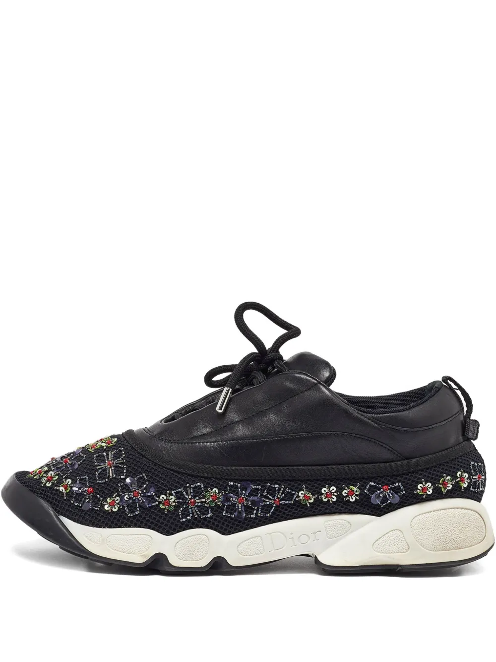 Christian Dior Pre-Owned Sneakers mit Lederblume - Schwarz