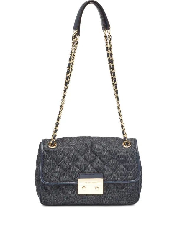 Michael Kors Vintage Sloan Quilted Denim Shoulder Bag Blue FARFETCH IN