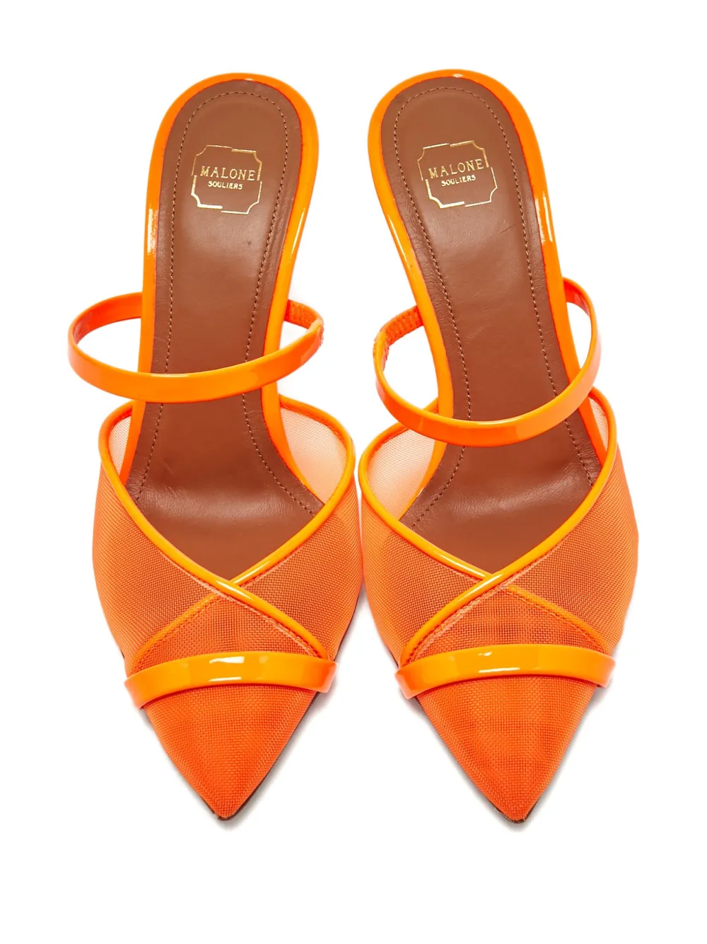 Pre-owned Malone Souliers 90mm Leather Heeled Mules In Orange