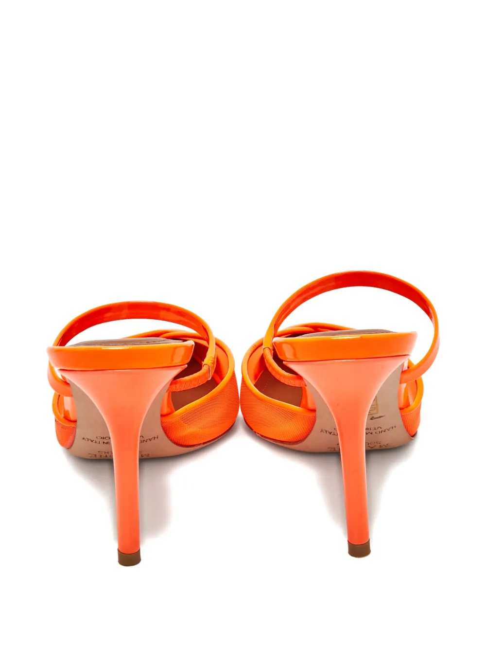 Pre-owned Malone Souliers 90mm Leather Heeled Mules In Orange