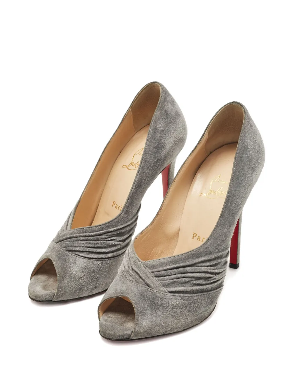 Christian Louboutin Pre-Owned Suède pumps met hak - Grijs
