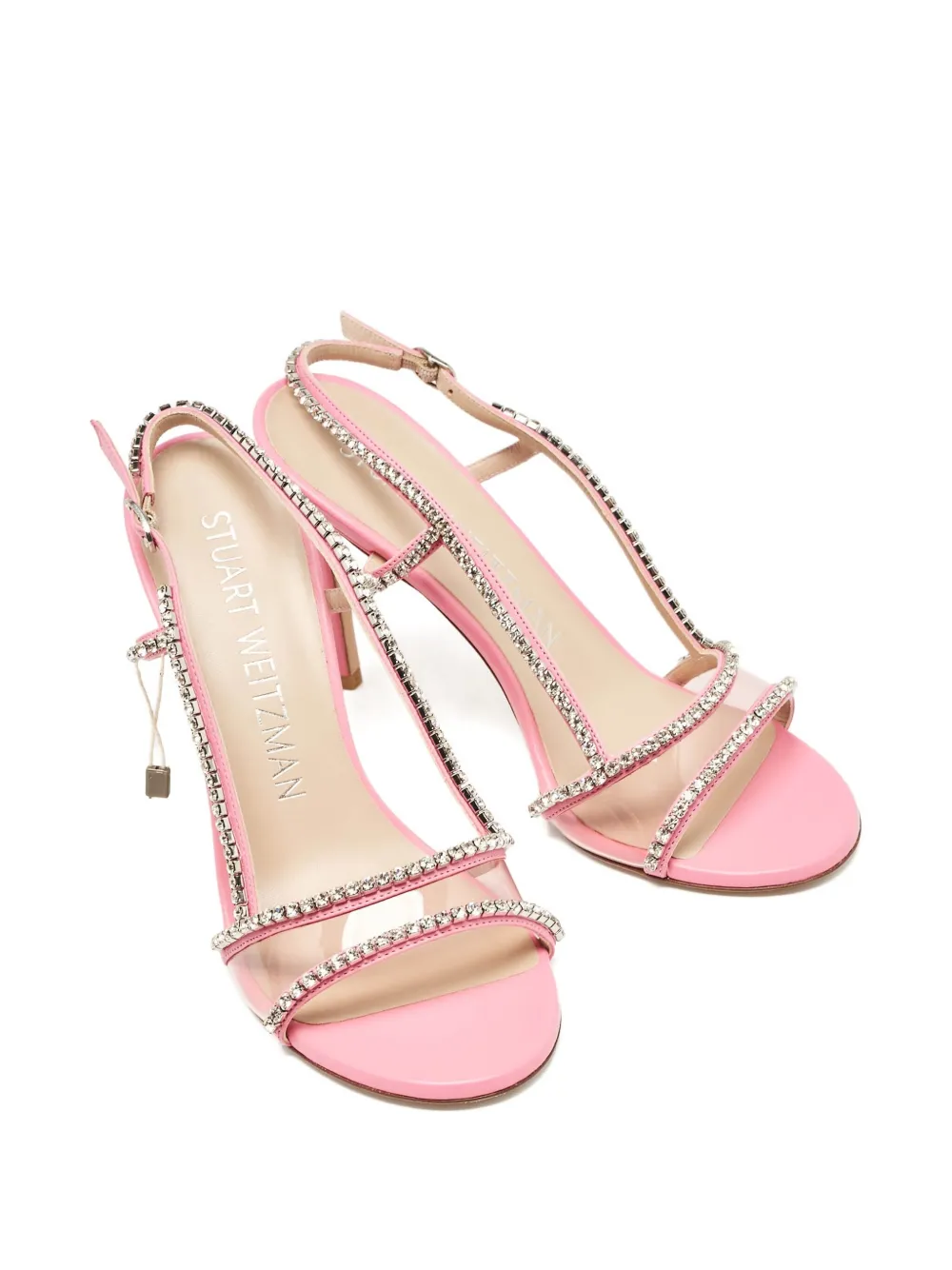 Stuart Weitzman 105 mm Mondrian Glam leren sandalen - Roze
