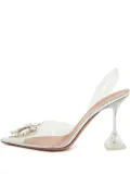 Amina Muaddi embellished pointed-toe mules - White