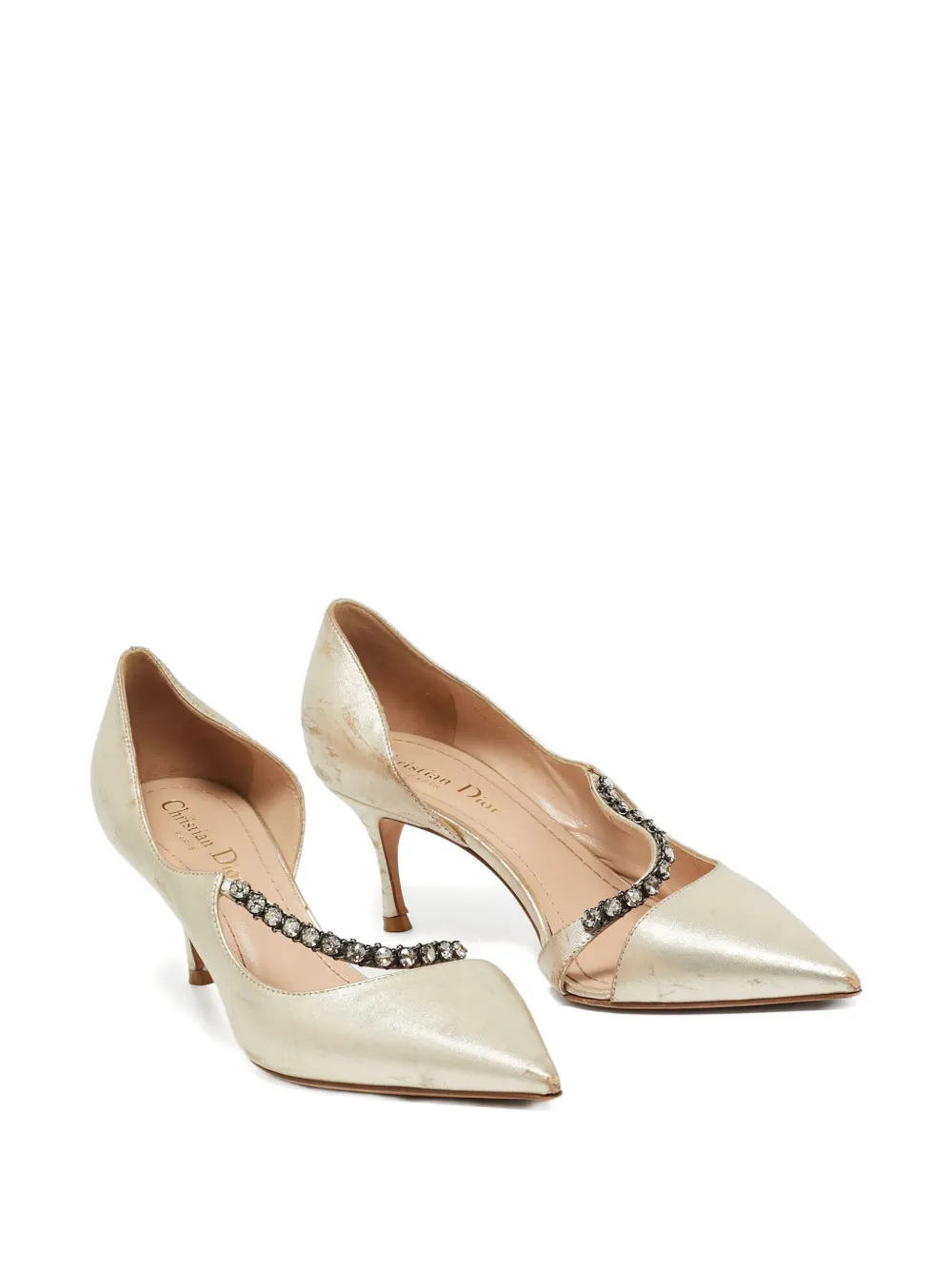Christian Dior Pre-Owned Pumps met puntige neus en kristallen - Goud