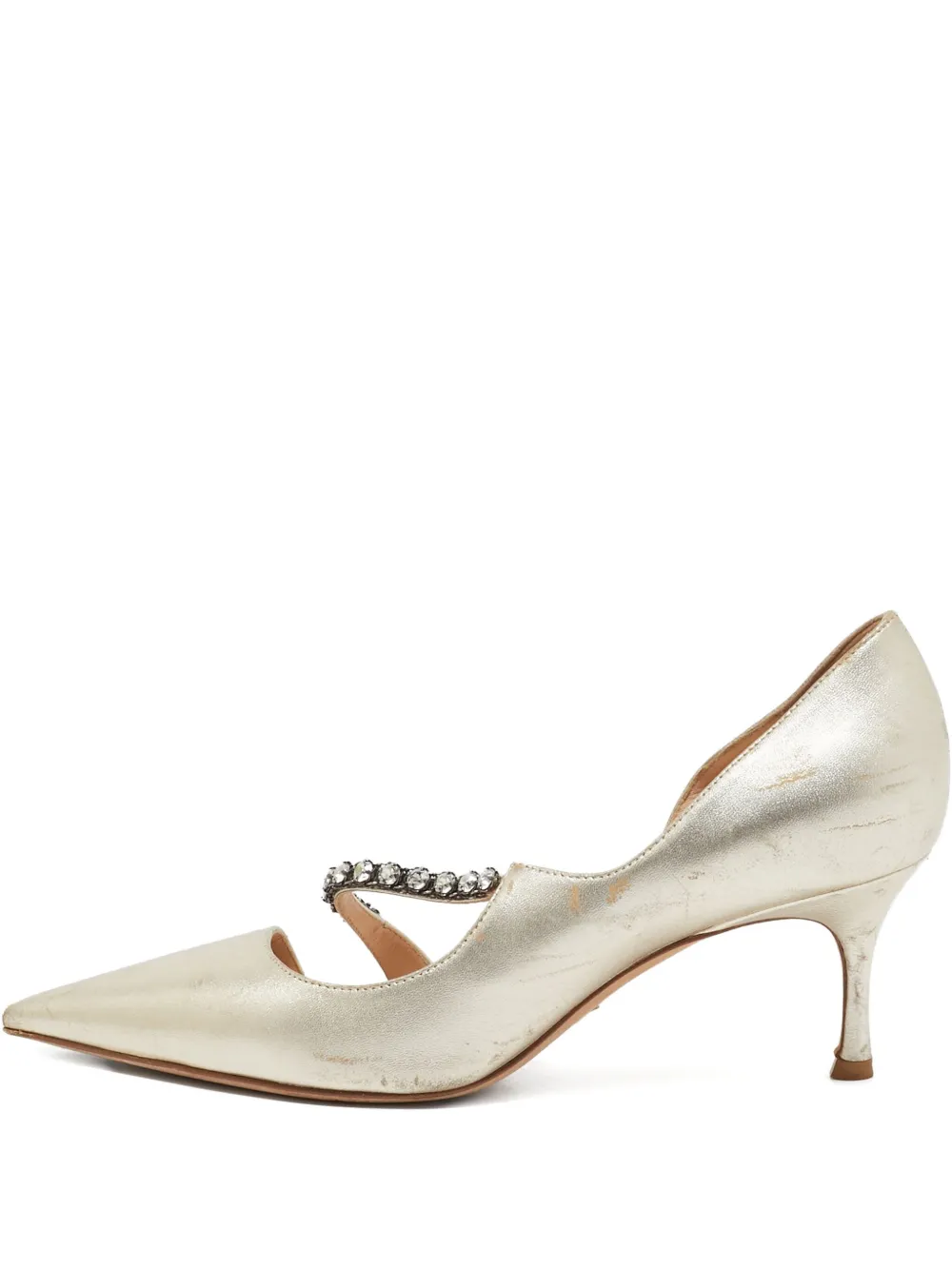 Christian Dior Pre-Owned pointed-toe crystal pumps - ゴールドトーン Christian Dior Pre-Owned pointed-toe crystal pumps - ゴールドトーン