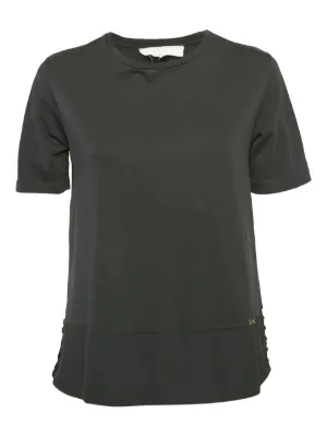 TWINSET embroidered-logo crew-neck T-shirt | Black | FARFETCH RO