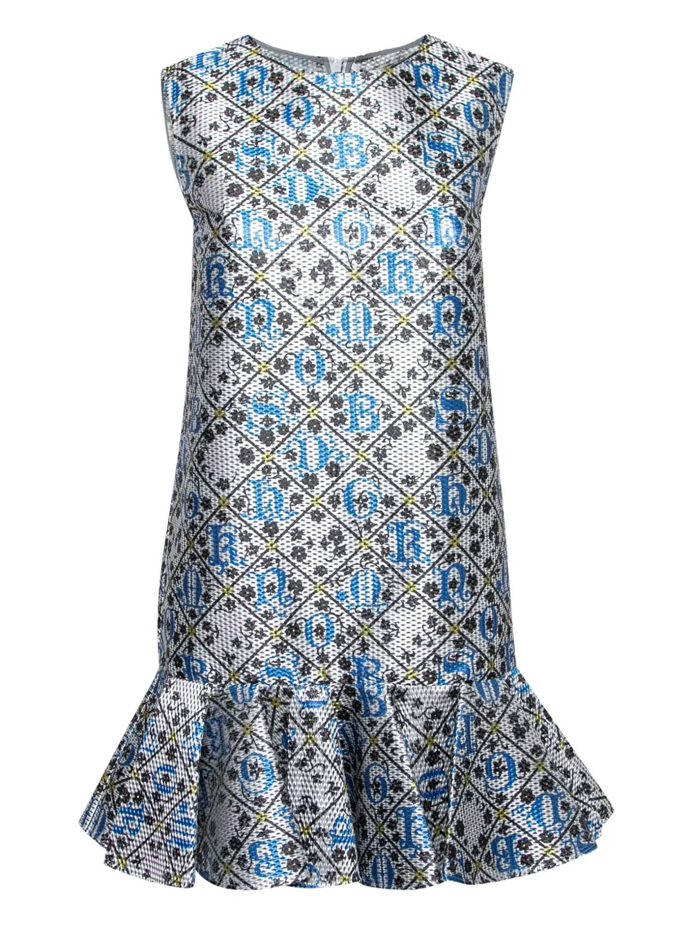 Mary Katrantzou metallic-finish graphic-print dress - Grey