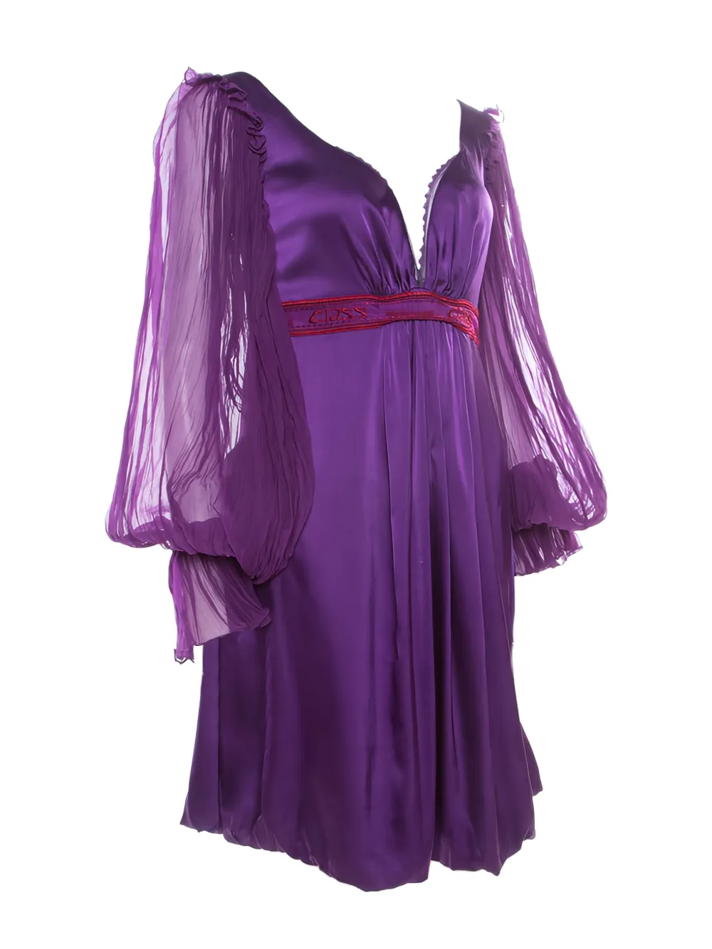 sheer-sleeved embroidered dress