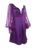 Roberto Cavalli Vintage sheer-sleeved embroidered dress - Purple