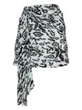 Self-Portrait pleated leopard-print skirt - White