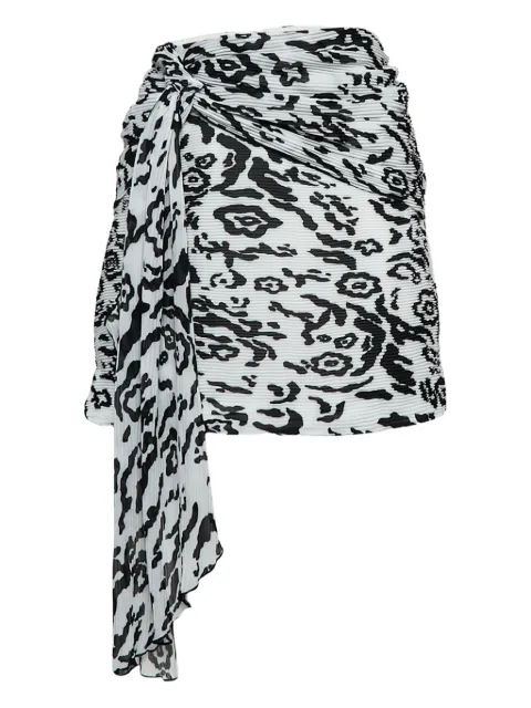 Self-Portrait pleated leopard-print skirt