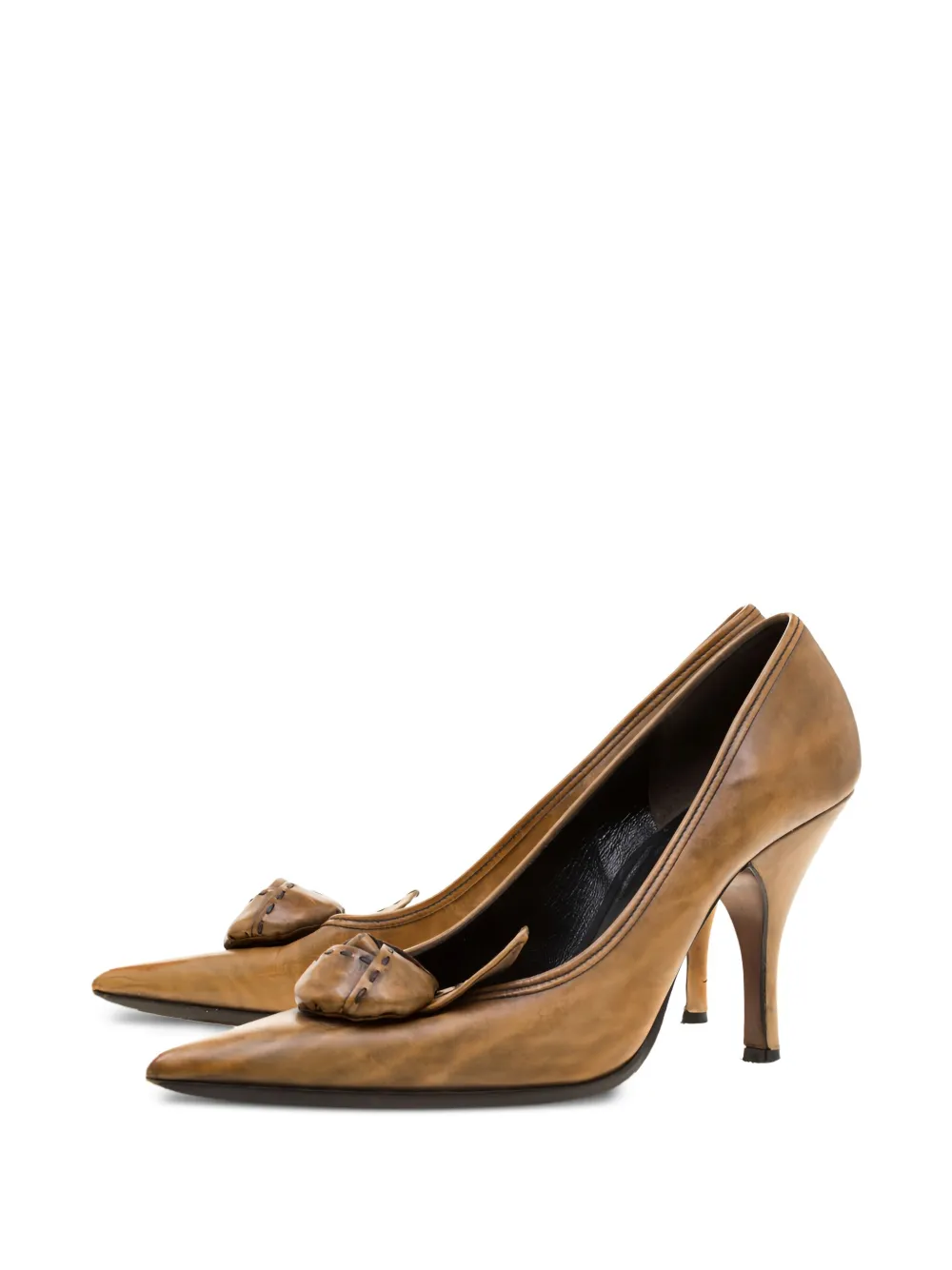 Prada Pre-Owned 100mm floral-appliqué leather pumps | Image 2