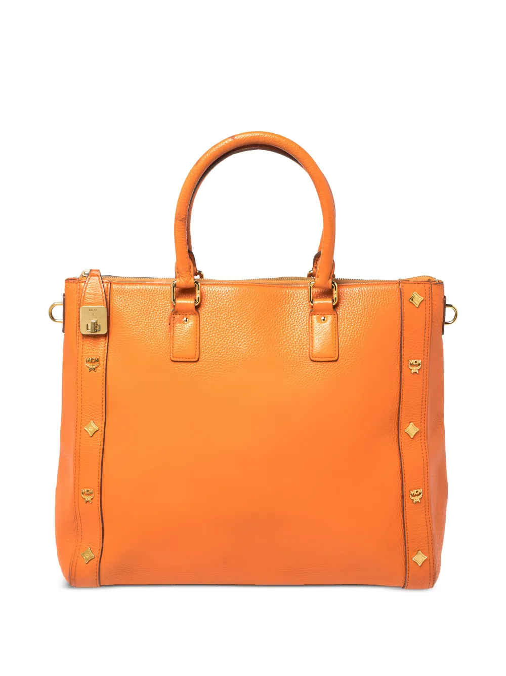 MCM Pre-Owned leather stud-detail tote bag - オレンジ MCM Pre-Owned leather stud-detail tote bag - オレンジ