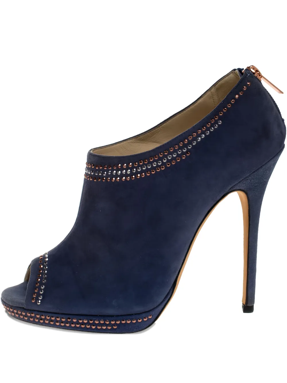 Jimmy Choo Pre-Owned 125mm stud-detail suede boots - ブルー Jimmy Choo Pre-Owned 125mm stud-detail suede boots - ブルー