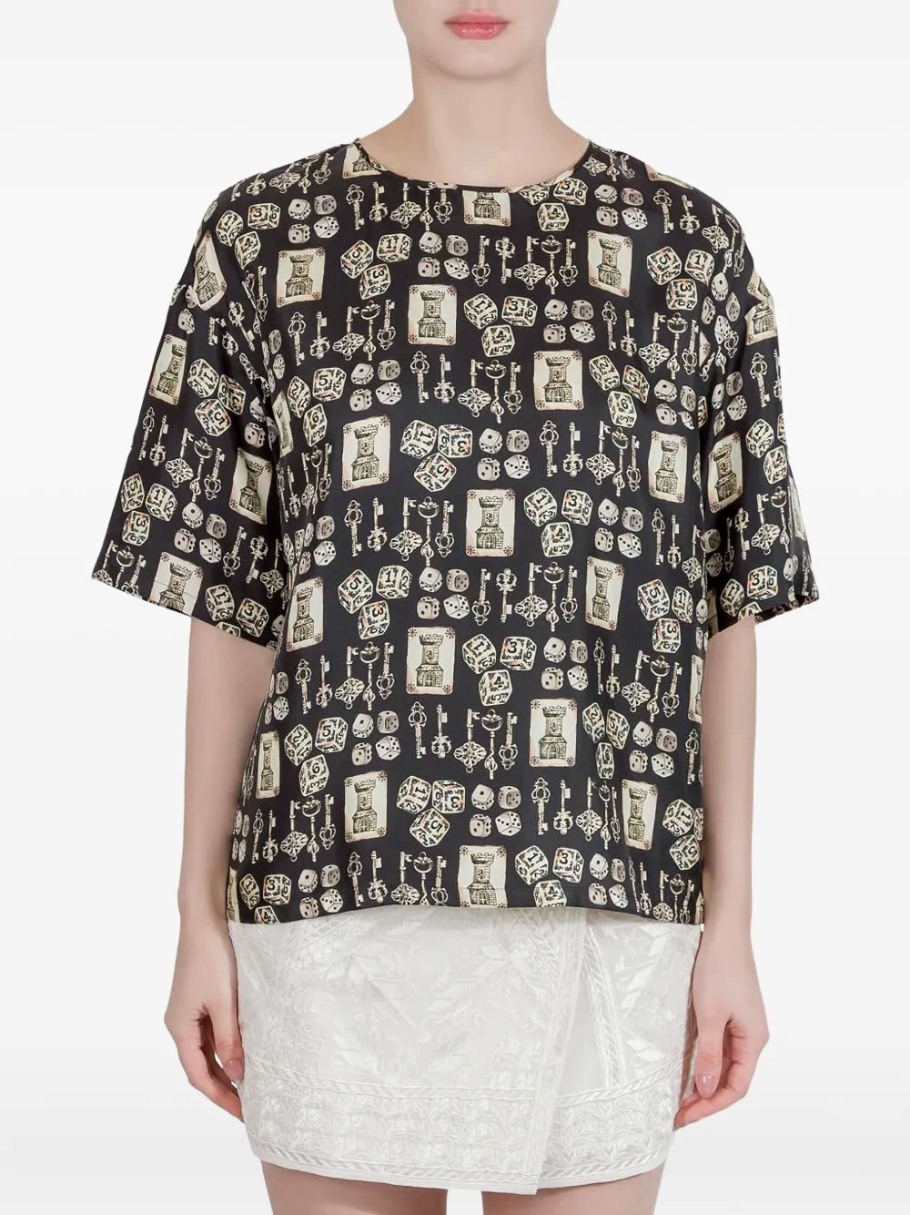 Dolce & Gabbana Pre-Owned top de seda Keys Dice | negro | Image 1